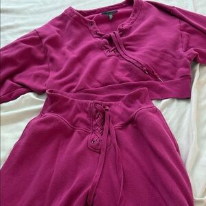 Victoria Secret Magenta Lace-Up Lounge Set